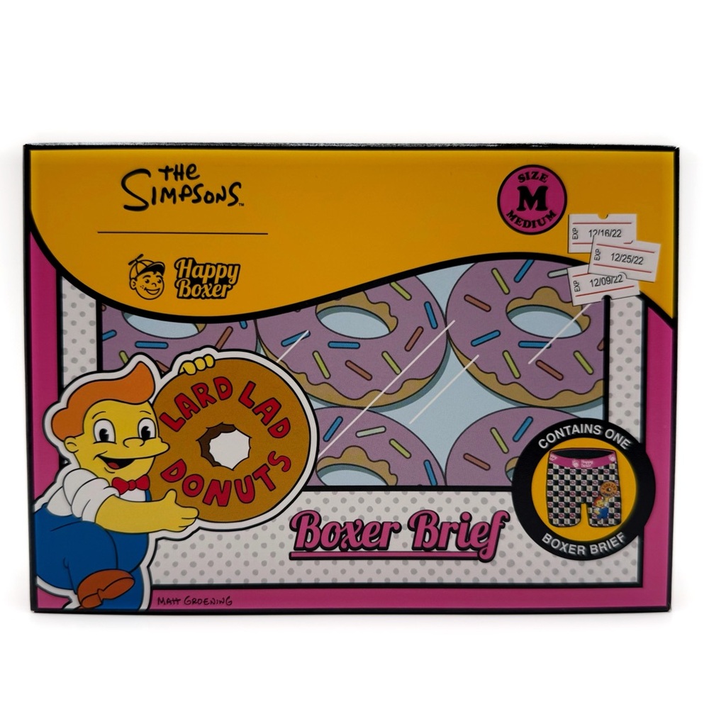The Simpsons Boxer Briefs Mens Medium Underwear Homer Donut Lard Lad Donuts Gift